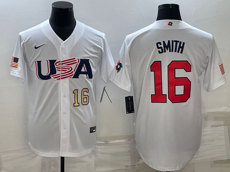Men 2023 World Cub USA #16 Smith White Nike MLB Jersey3->more jerseys->MLB Jersey